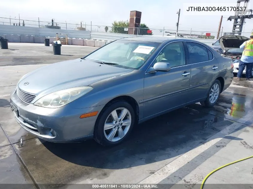 2006 Lexus Es 330 VIN: JTHBA30G465170537 Lot: 40511841