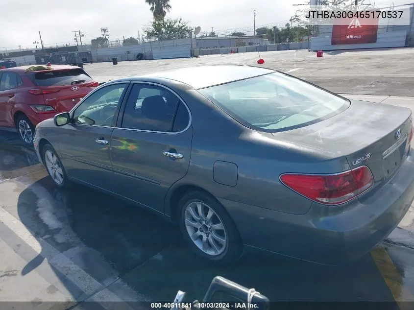 2006 Lexus Es 330 VIN: JTHBA30G465170537 Lot: 40511841