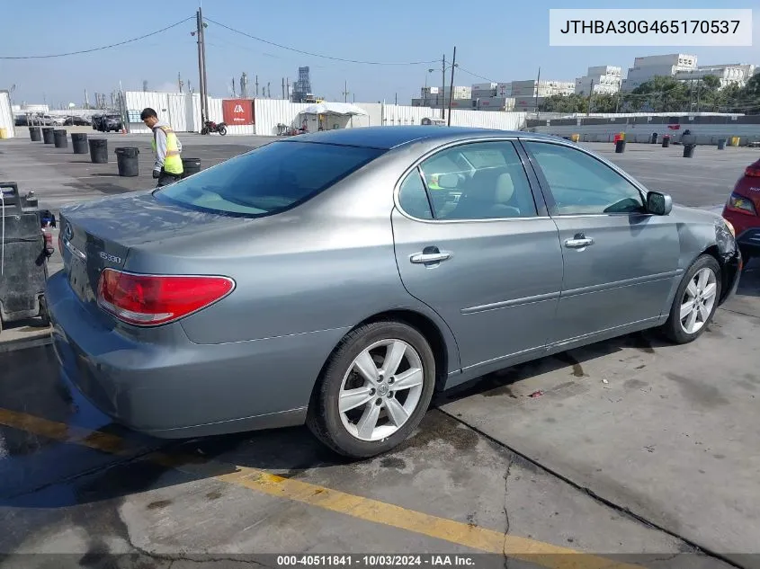 2006 Lexus Es 330 VIN: JTHBA30G465170537 Lot: 40511841