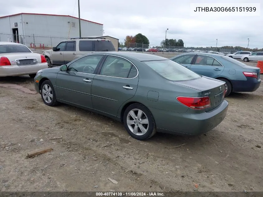 2006 Lexus Es 330 VIN: JTHBA30G665151939 Lot: 40774139