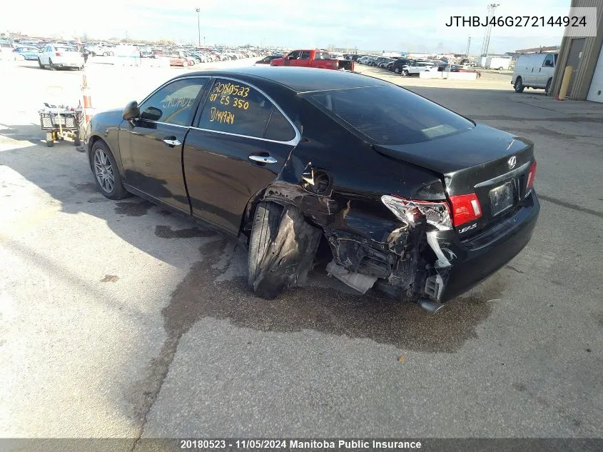 2007 Lexus Es 350 350 VIN: JTHBJ46G272144924 Lot: 20180523