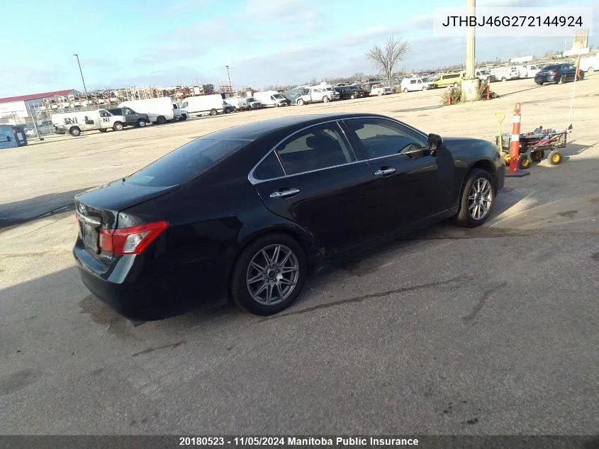 2007 Lexus Es 350 350 VIN: JTHBJ46G272144924 Lot: 20180523