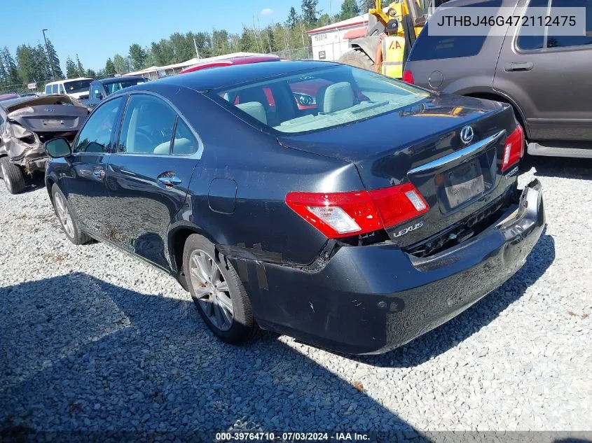 2007 Lexus Es 350 VIN: JTHBJ46G472112475 Lot: 39764710