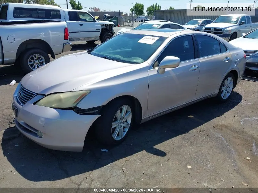 2007 Lexus Es 350 VIN: JTHBJ46G072025138 Lot: 40048420