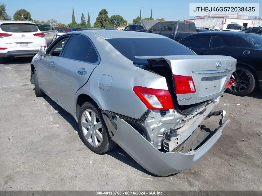 2007 Lexus Es 350 VIN: JTHBJ46G572038435 Lot: 40113753