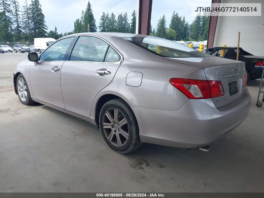 2007 Lexus Es 350 VIN: JTHBJ46G772140514 Lot: 40198905