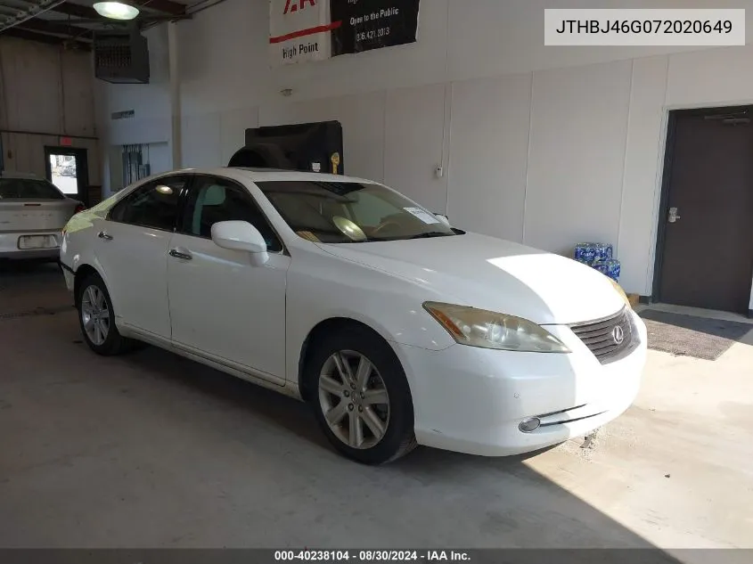 2007 Lexus Es 350 VIN: JTHBJ46G072020649 Lot: 40238104