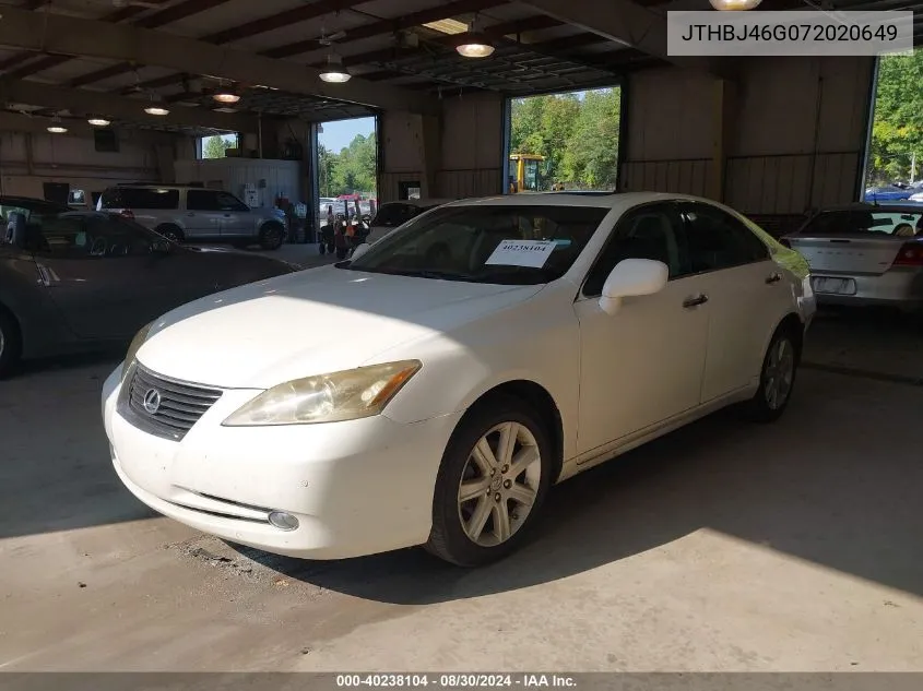 2007 Lexus Es 350 VIN: JTHBJ46G072020649 Lot: 40238104