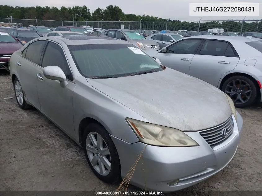 2007 Lexus Es 350 VIN: JTHBJ46G272080481 Lot: 40268817