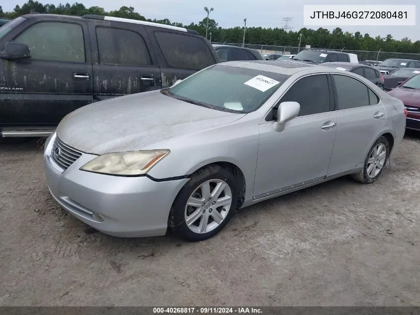 2007 Lexus Es 350 VIN: JTHBJ46G272080481 Lot: 40268817