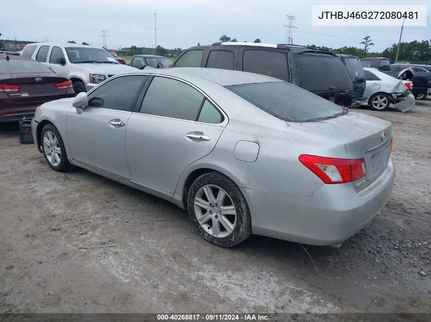 2007 Lexus Es 350 VIN: JTHBJ46G272080481 Lot: 40268817