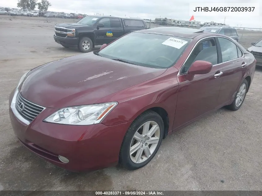 2007 Lexus Es 350 VIN: JTHBJ46G872003937 Lot: 40283371