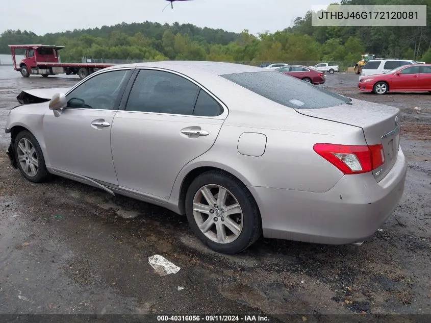 2007 Lexus Es 350 VIN: JTHBJ46G172120081 Lot: 40316056