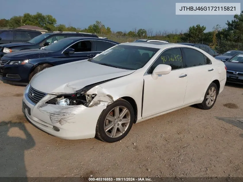 2007 Lexus Es 350 350 VIN: JTHBJ46G172115821 Lot: 40316853