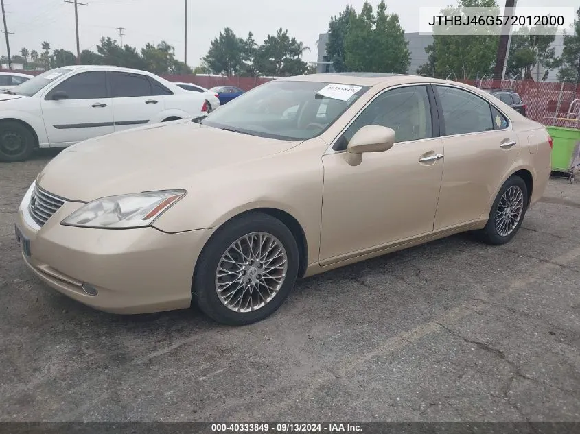 2007 Lexus Es 350 VIN: JTHBJ46G572012000 Lot: 40333849