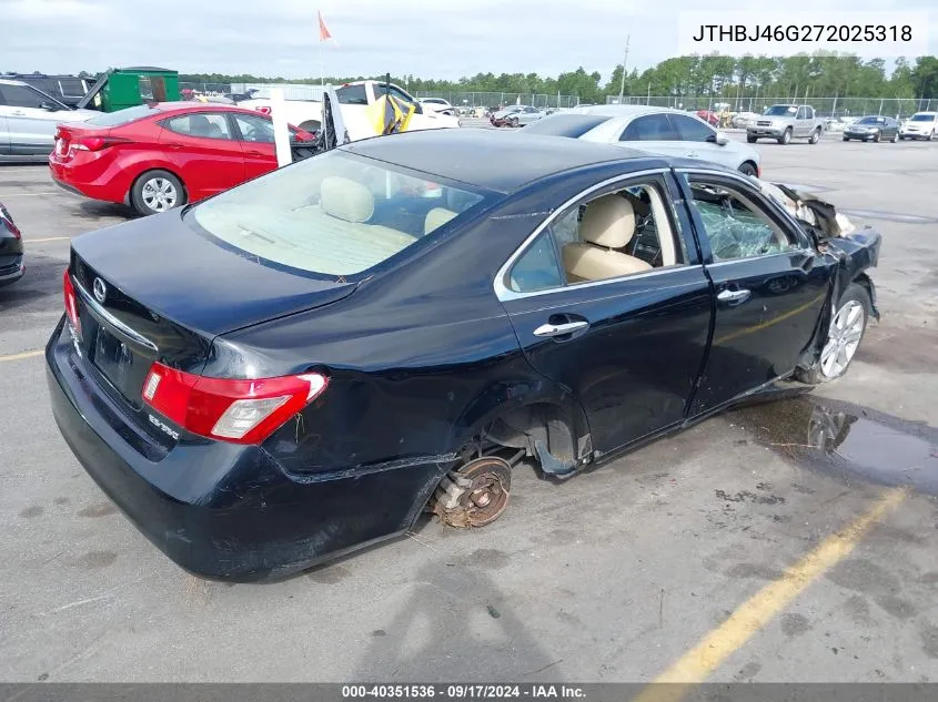 2007 Lexus Es 350 VIN: JTHBJ46G272025318 Lot: 40351536