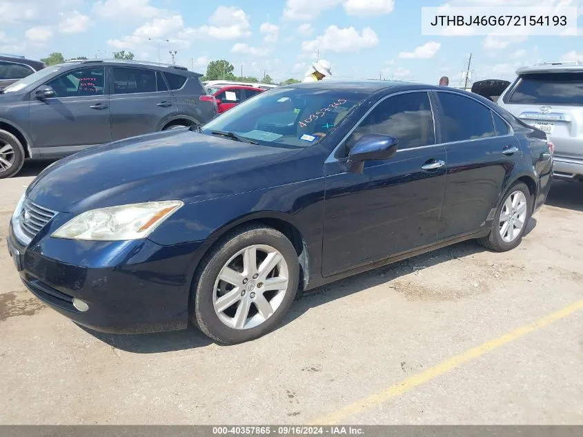 2007 Lexus Es 350 VIN: JTHBJ46G672154193 Lot: 40357865