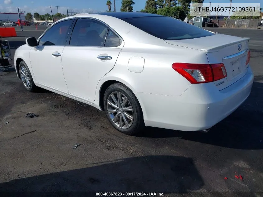 2007 Lexus Es 350 VIN: JTHBJ46G772109361 Lot: 40367823