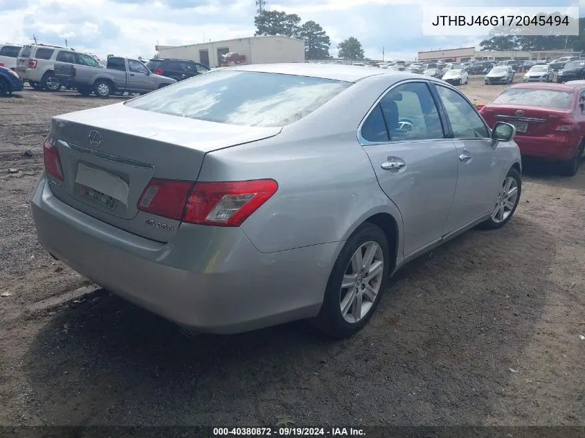 2007 Lexus Es 350 VIN: JTHBJ46G172045494 Lot: 40380872