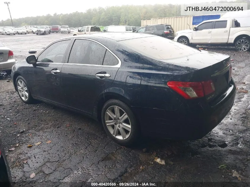 2007 Lexus Es 350 VIN: JTHBJ46G472000694 Lot: 40420585