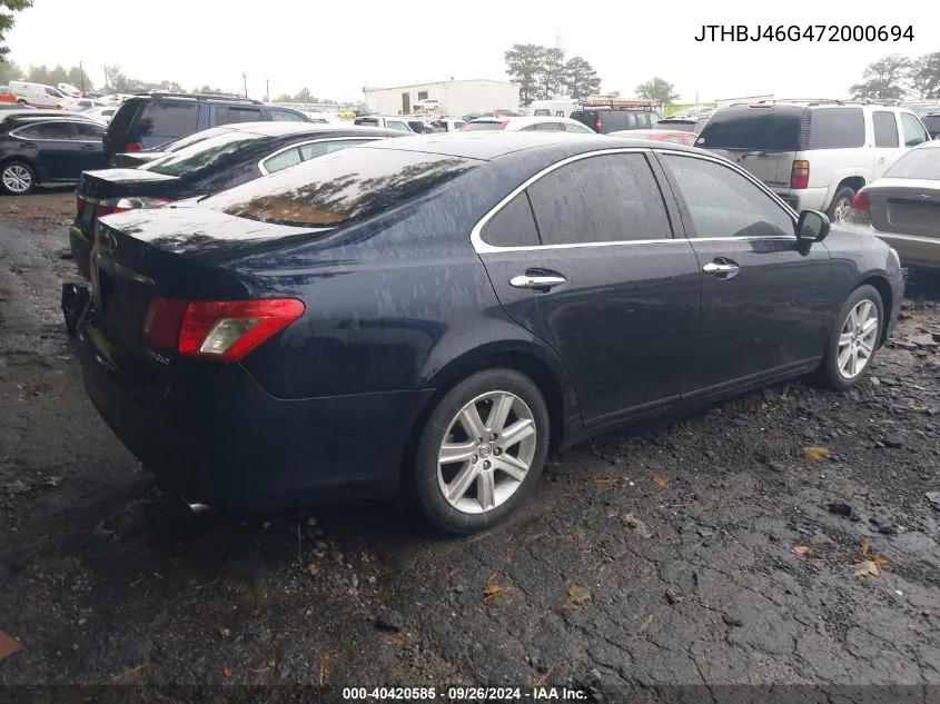 2007 Lexus Es 350 VIN: JTHBJ46G472000694 Lot: 40420585