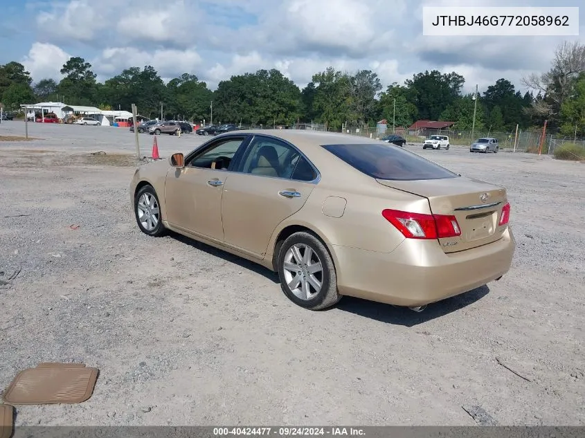 2007 Lexus Es 350 VIN: JTHBJ46G772058962 Lot: 40424477