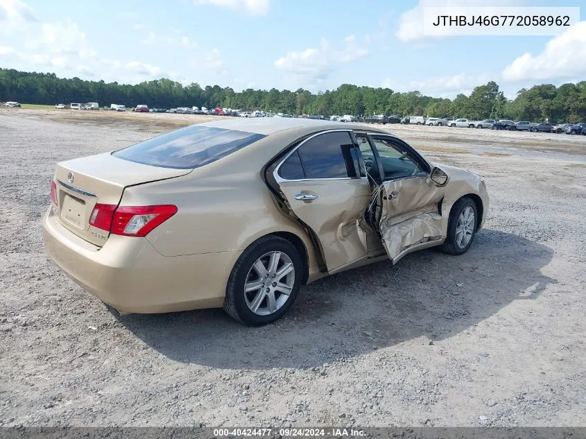 2007 Lexus Es 350 VIN: JTHBJ46G772058962 Lot: 40424477