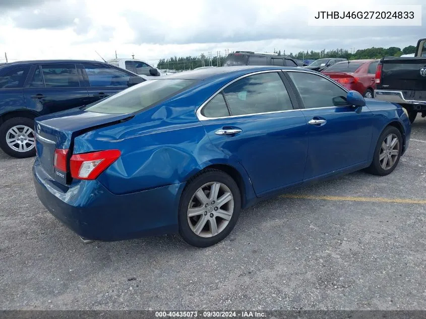 2007 Lexus Es 350 350 VIN: JTHBJ46G272024833 Lot: 40435073