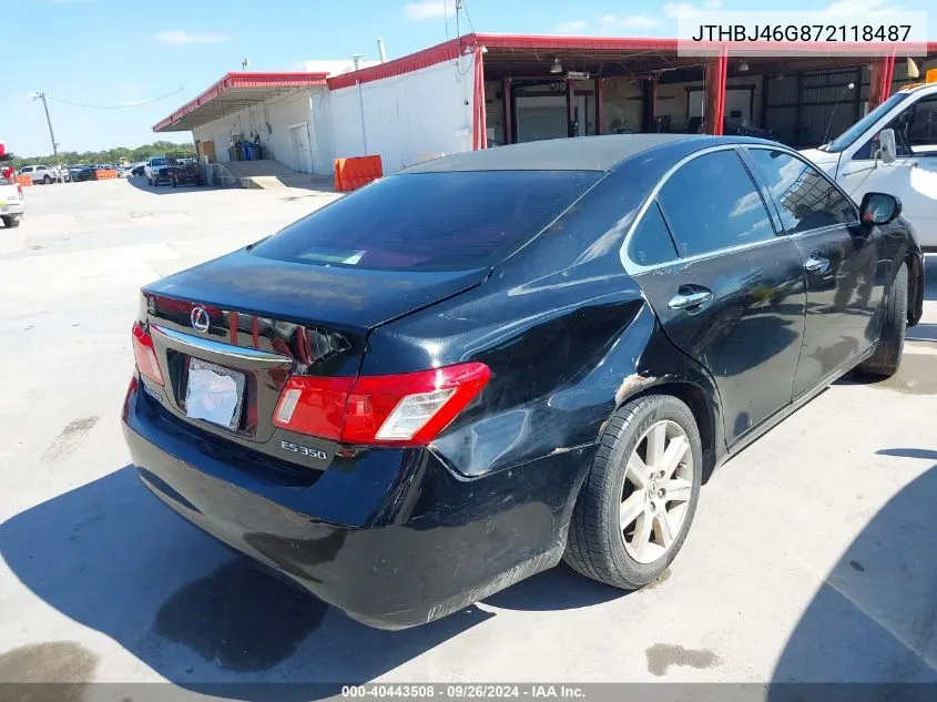 2007 Lexus Es 350 VIN: JTHBJ46G872118487 Lot: 40443508