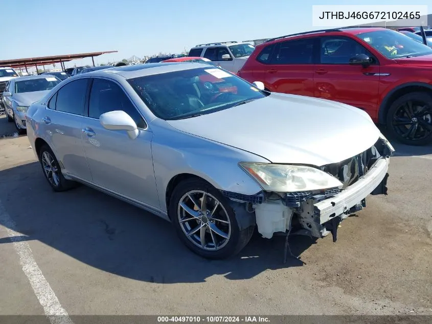 2007 Lexus Es 350 VIN: JTHBJ46G672102465 Lot: 40497010