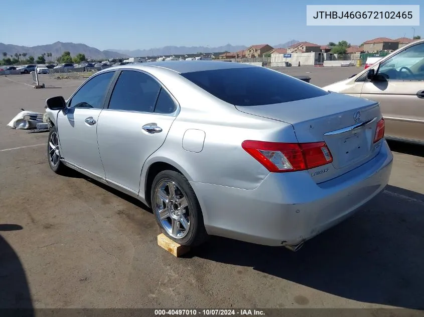 2007 Lexus Es 350 VIN: JTHBJ46G672102465 Lot: 40497010