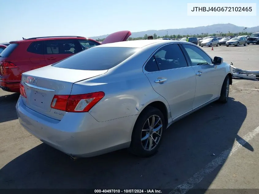 2007 Lexus Es 350 VIN: JTHBJ46G672102465 Lot: 40497010