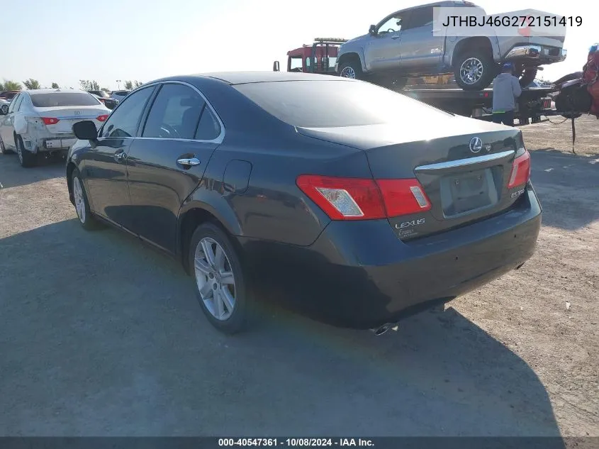 JTHBJ46G272151419 2007 Lexus Es 350 350