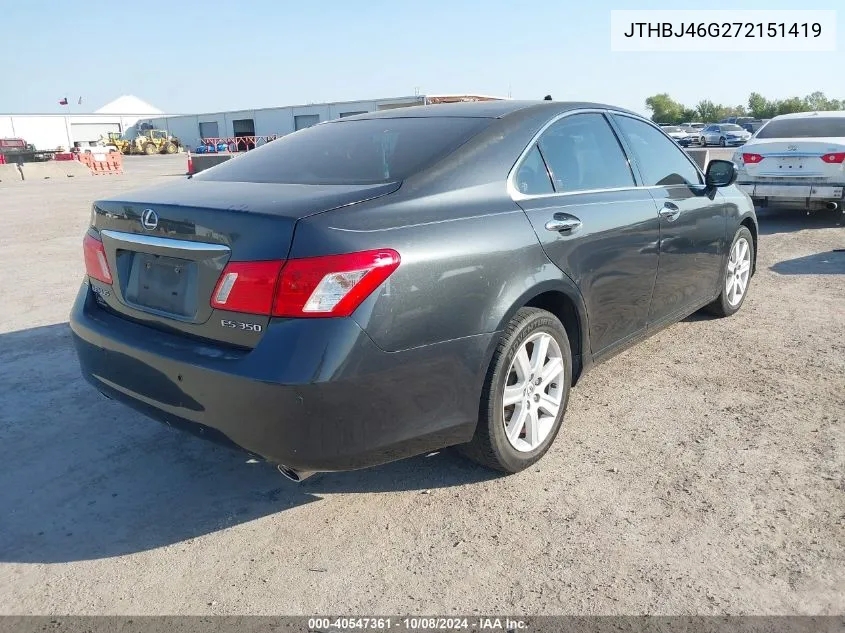 2007 Lexus Es 350 350 VIN: JTHBJ46G272151419 Lot: 40547361