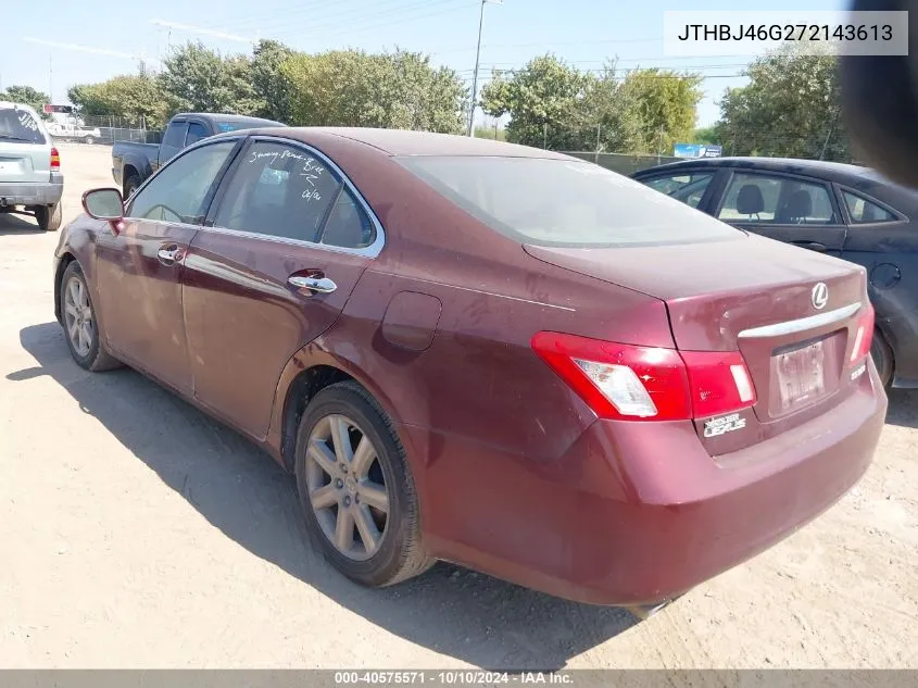 2007 Lexus Es 350 VIN: JTHBJ46G272143613 Lot: 40575571