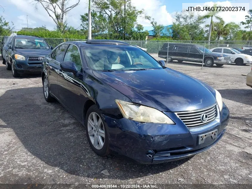 2007 Lexus Es 350 VIN: JTHBJ46G772002374 Lot: 40639544