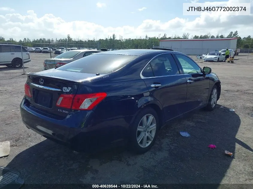 2007 Lexus Es 350 VIN: JTHBJ46G772002374 Lot: 40639544