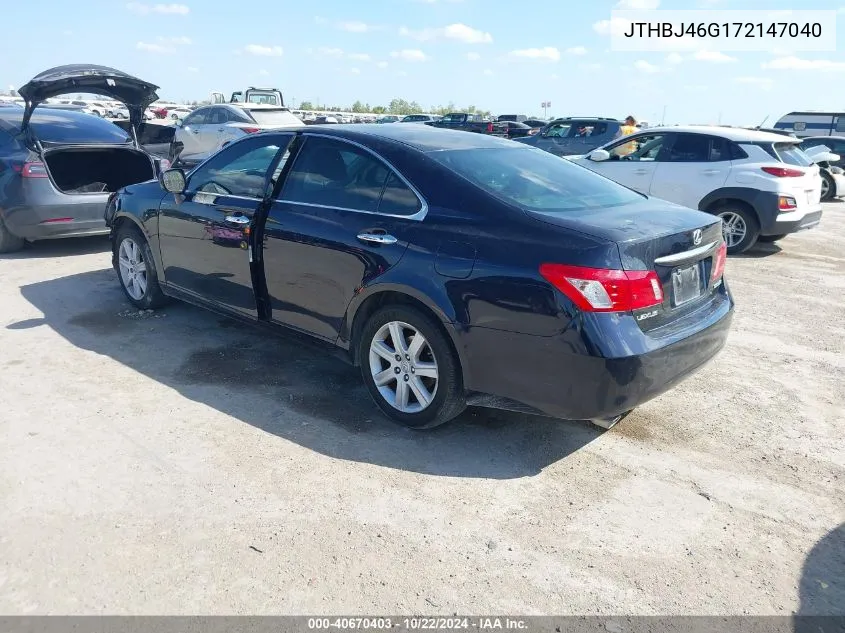 2007 Lexus Es 350 VIN: JTHBJ46G172147040 Lot: 40670403