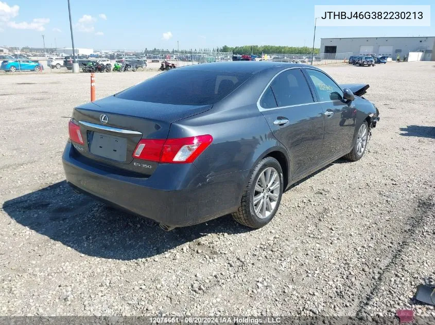 2008 Lexus Es 350 350 VIN: JTHBJ46G382230213 Lot: 12076651