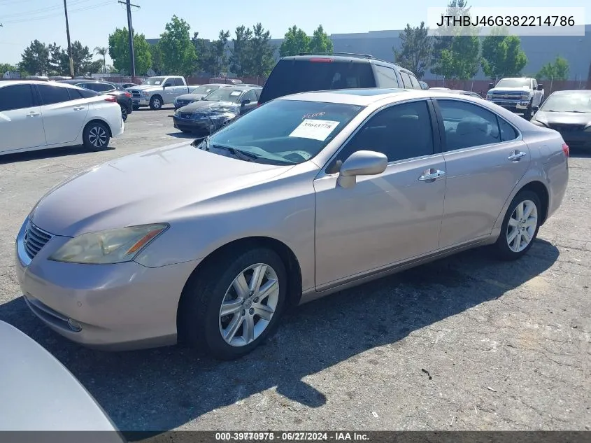 2008 Lexus Es 350 VIN: JTHBJ46G382214786 Lot: 39770975