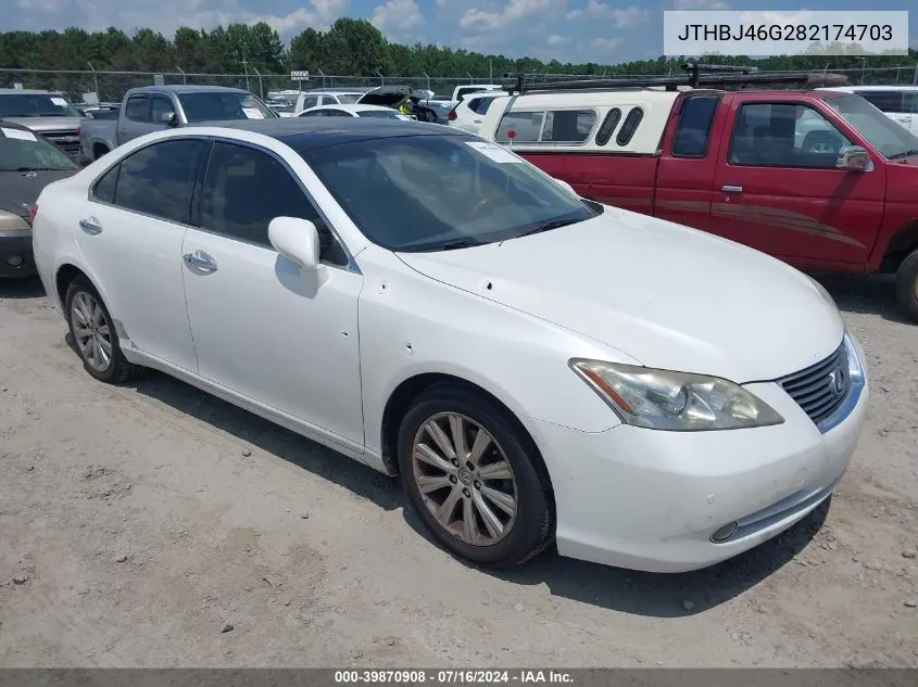 2008 Lexus Es 350 VIN: JTHBJ46G282174703 Lot: 39870908