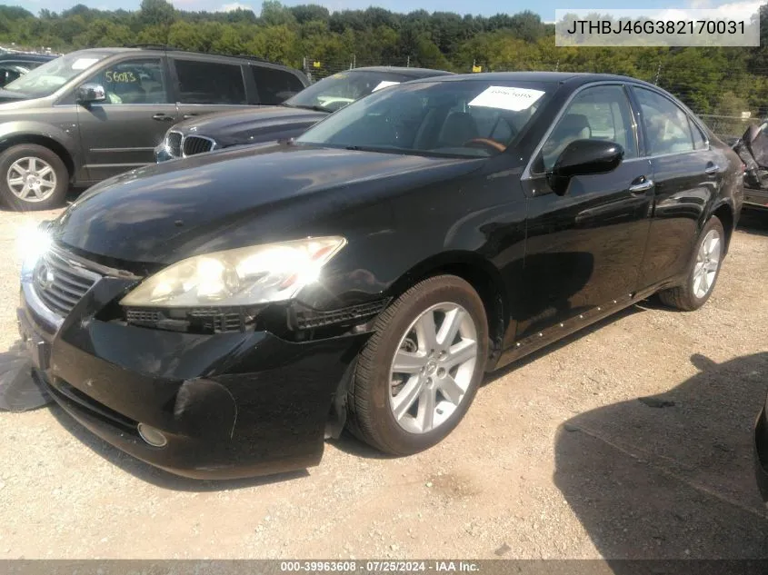 2008 Lexus Es 350 VIN: JTHBJ46G382170031 Lot: 39963608