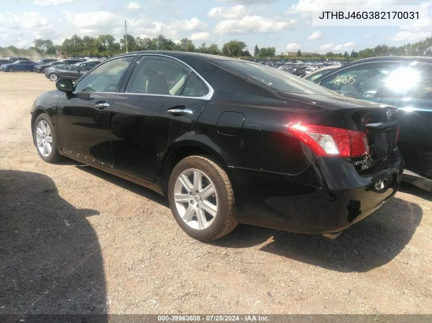 2008 Lexus Es 350 VIN: JTHBJ46G382170031 Lot: 39963608