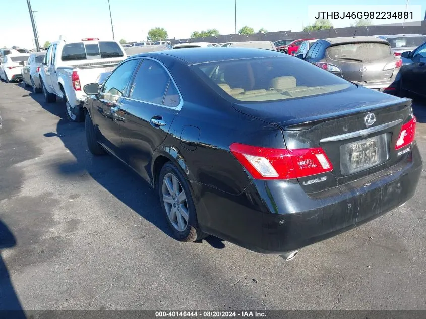 2008 Lexus Es 350 VIN: JTHBJ46G982234881 Lot: 40146444