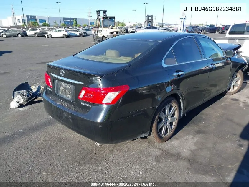 2008 Lexus Es 350 VIN: JTHBJ46G982234881 Lot: 40146444