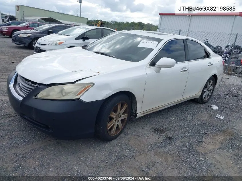 2008 Lexus Es 350 VIN: JTHBJ46GX82198585 Lot: 40233746