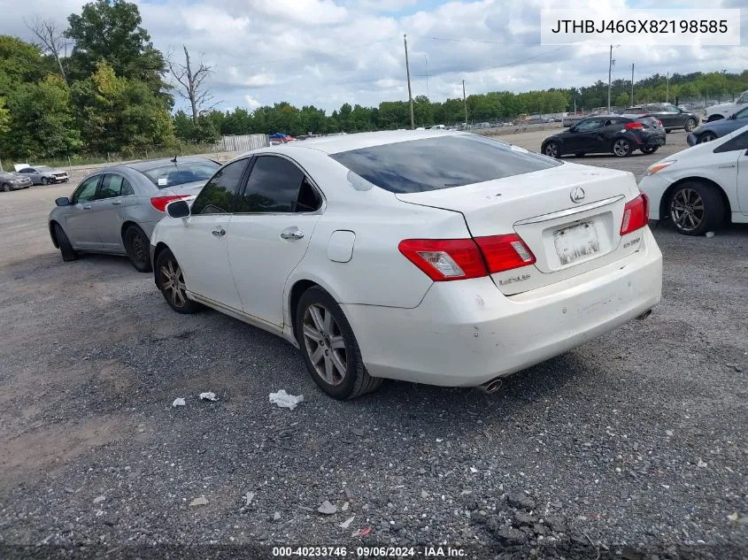 2008 Lexus Es 350 VIN: JTHBJ46GX82198585 Lot: 40233746