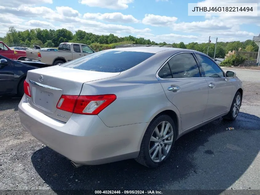 2008 Lexus Es 350 VIN: JTHBJ46G182214494 Lot: 40262446