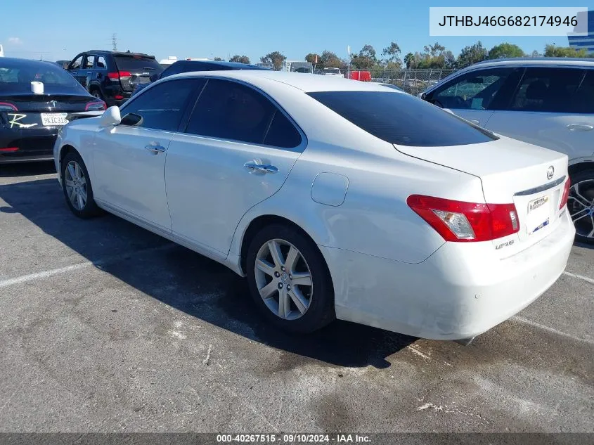 2008 Lexus Es 350 VIN: JTHBJ46G682174946 Lot: 40267515