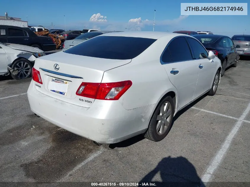 2008 Lexus Es 350 VIN: JTHBJ46G682174946 Lot: 40267515